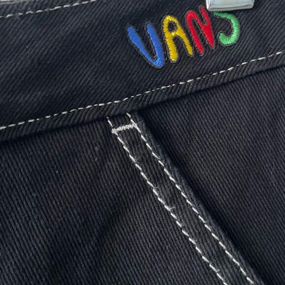 Vans Black Mini Skirt Size Small Jean Patch Groovy 70s Skate - Picture 3 of 8